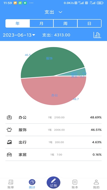 福霖记账截图