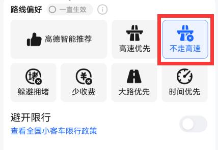 《高德导航》不走高架怎么设置