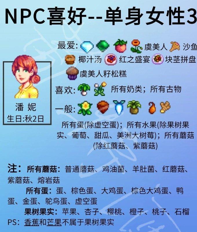 《星露谷物语》单身npc喜好物品