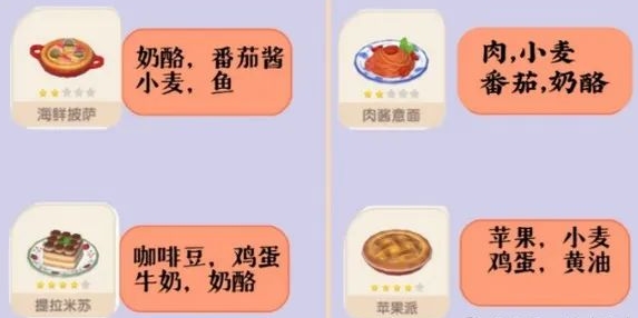 《心动小镇》菜谱大全最新